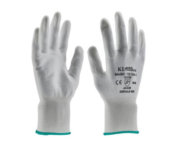 cut B, 15 gauge, white work glove